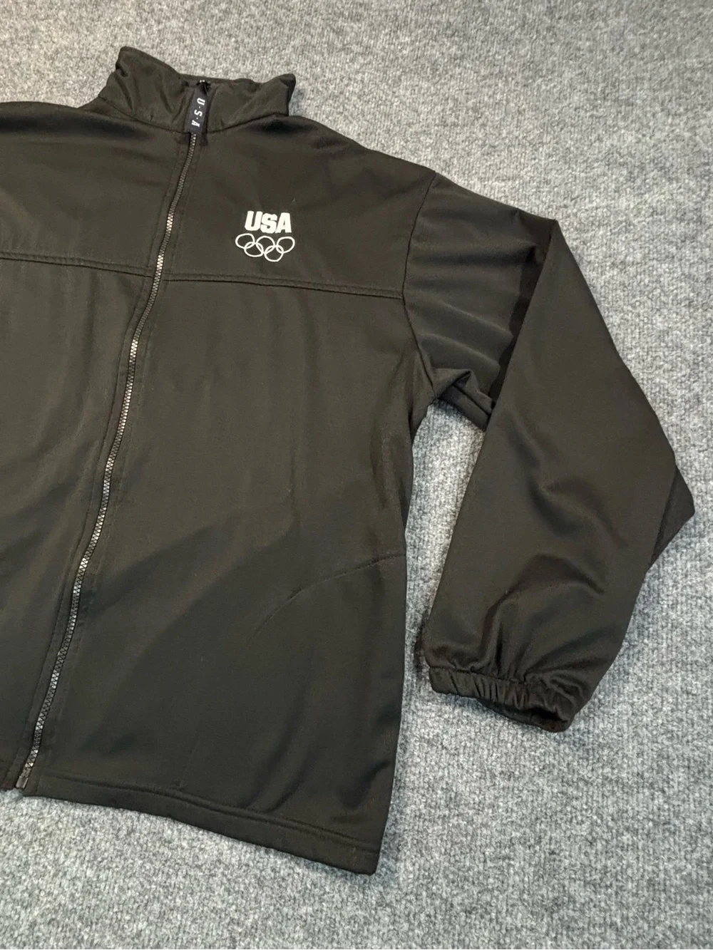 USA Olympics Jacket Mens XL Black Team USA Full Zip Olympic Committee Warm Up